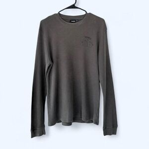 Vans Men's Long Sleeve Waffle Knit Thermal Shirt Green Off The Wall Graphic‎